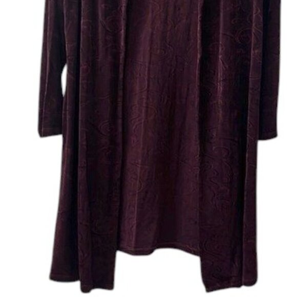 Coldwater Creek Burgundy Paisley Printed Long Straight Open Cardigan XL - Picture 3 of 11
